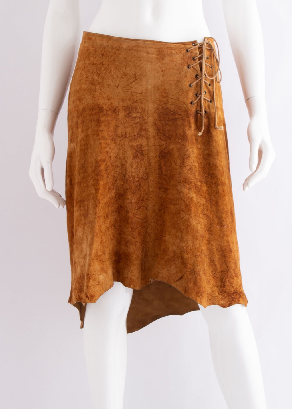Plein Sud Suede Leather Lace Up Tie Asymmetric Skirt