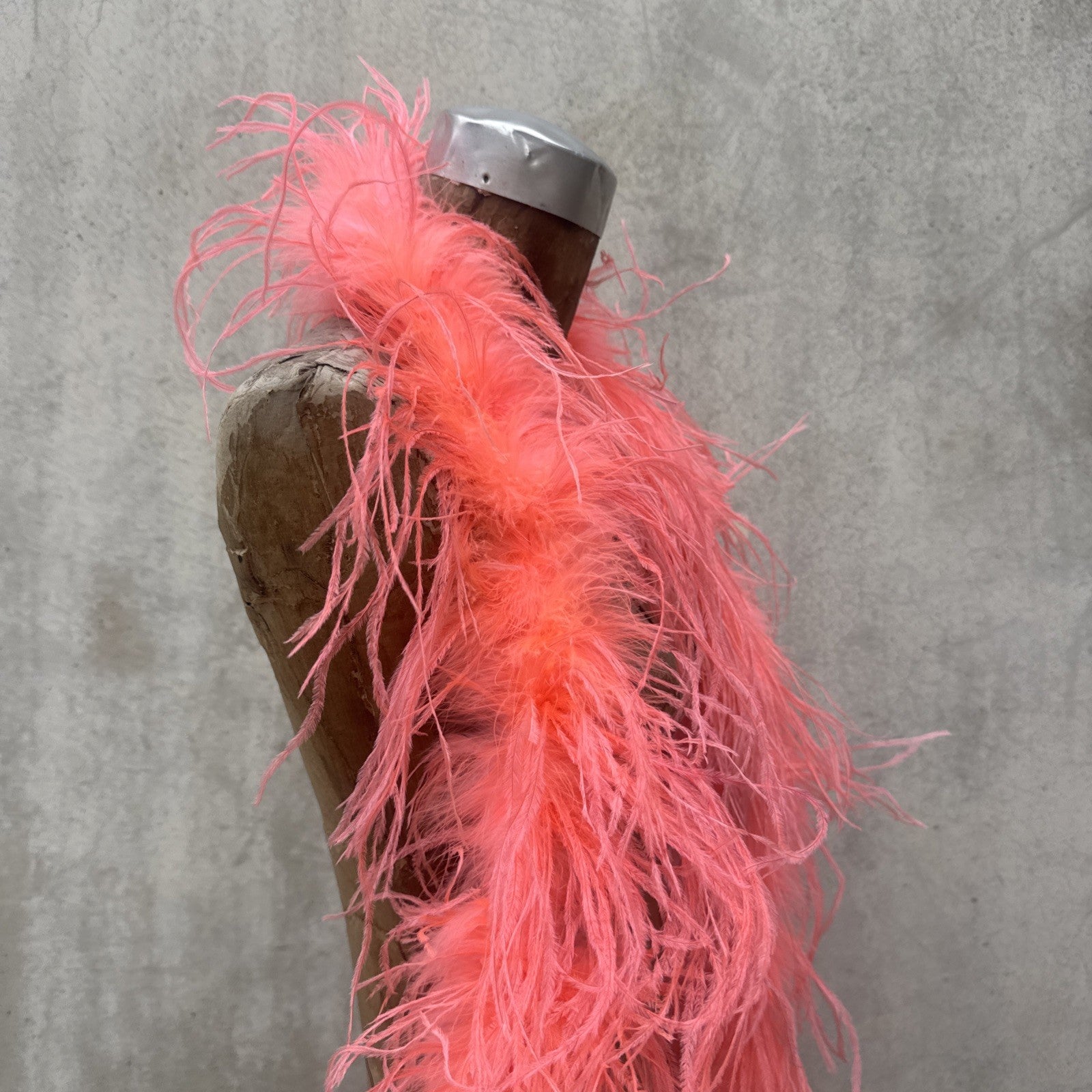 Vintage 1930s Pink Ostrich Feather Boa Scarf Shawl Old Hollywood Dress Accent