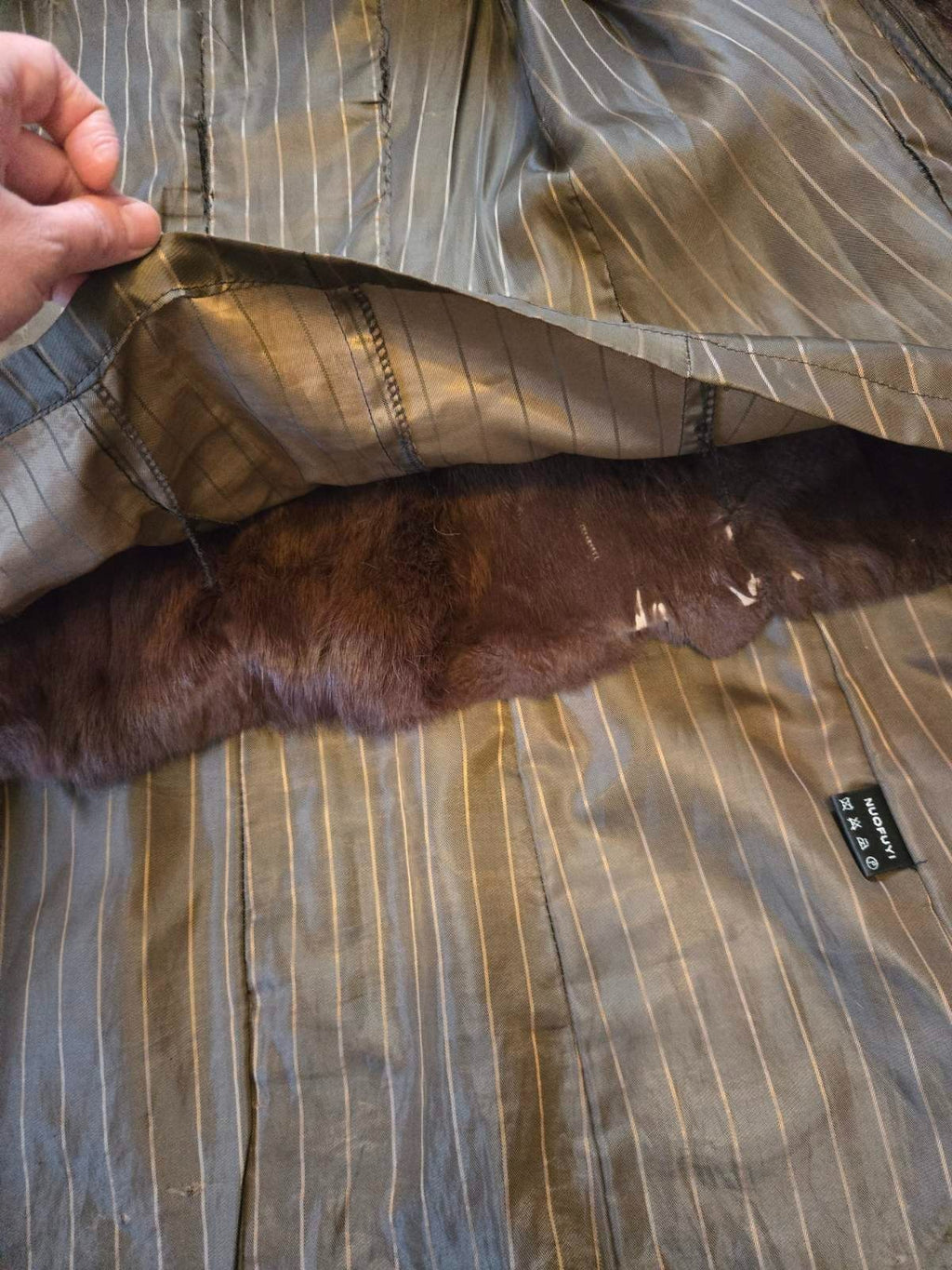 Vintage Long Leather Coat with Removable Fur Collar Brown Women's