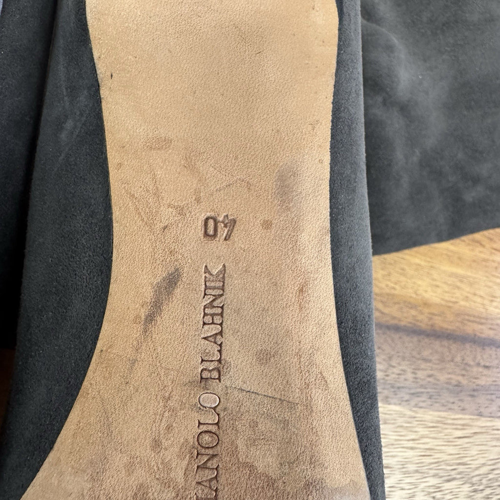 Womens Manolo Blahnik Pamfilo Stretch Gray Suede Pull On Stiletto Boots Size 40