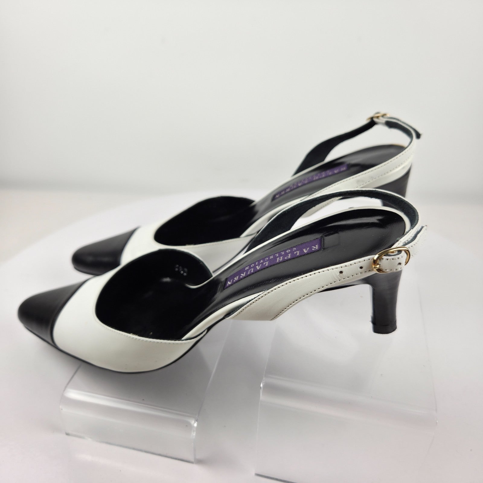Ralph Lauren Collection Y2K Black and White Cap Toe Slingback Pumps Size 5.5B