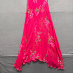 Vintage Pink Floral Beaded Cowl Neck Maxi Dress