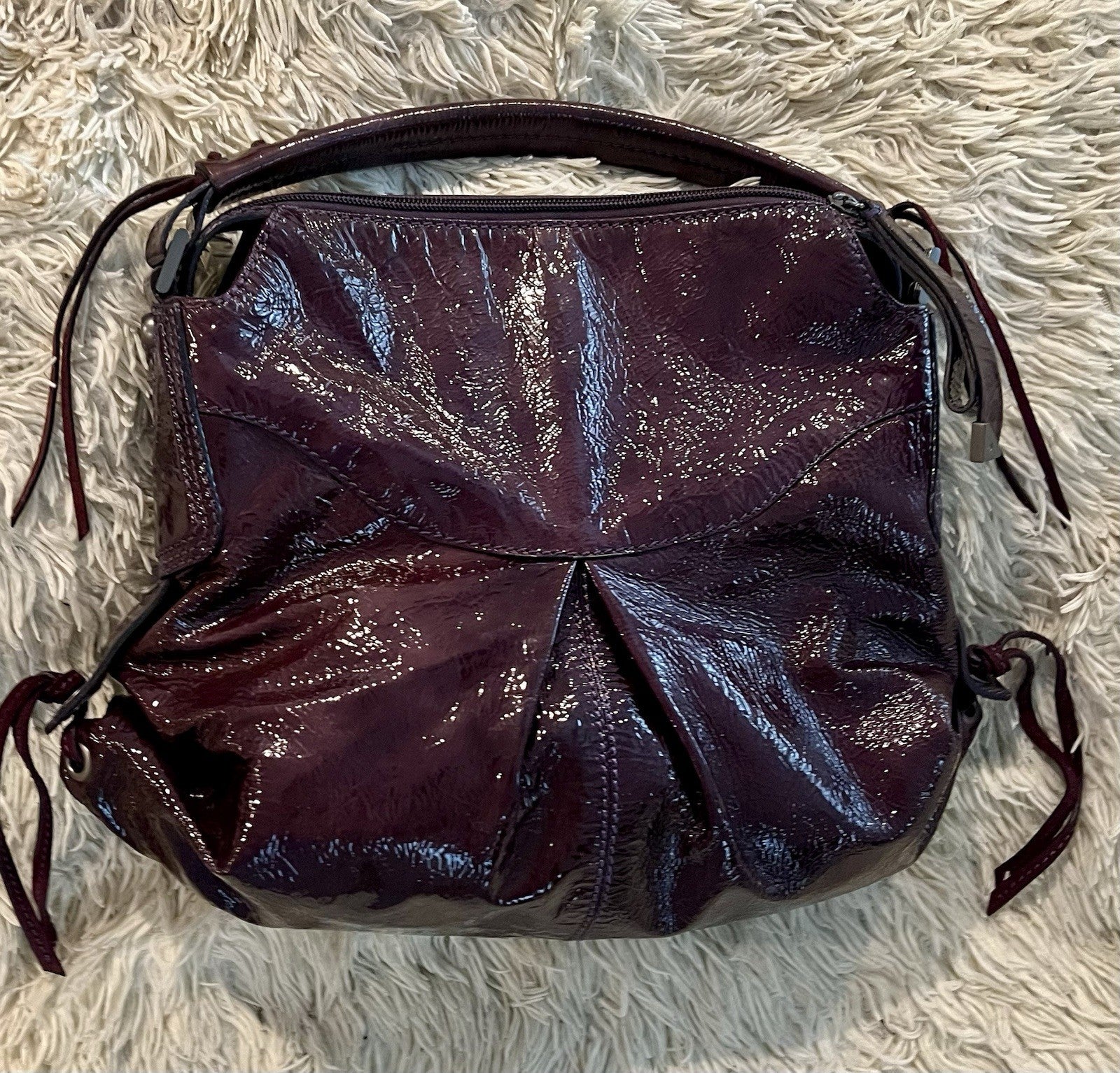 Francesco Biasia Purple Patent Leather Shoulder Bag
