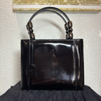 Auth Christian Dior Vintage 1999 Malice Pearl Bag Black Patent Leather Gunmetal