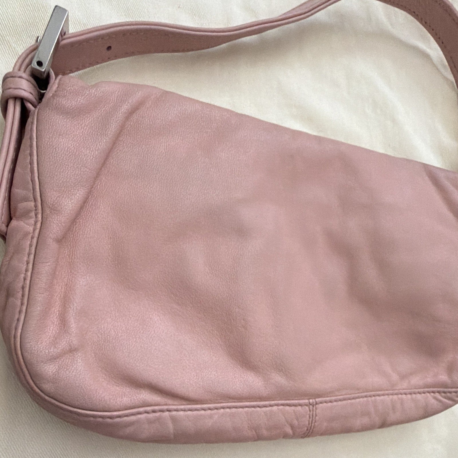 Fendi Pink Shoulder Bag Silver Logo Hardware Dust Bag