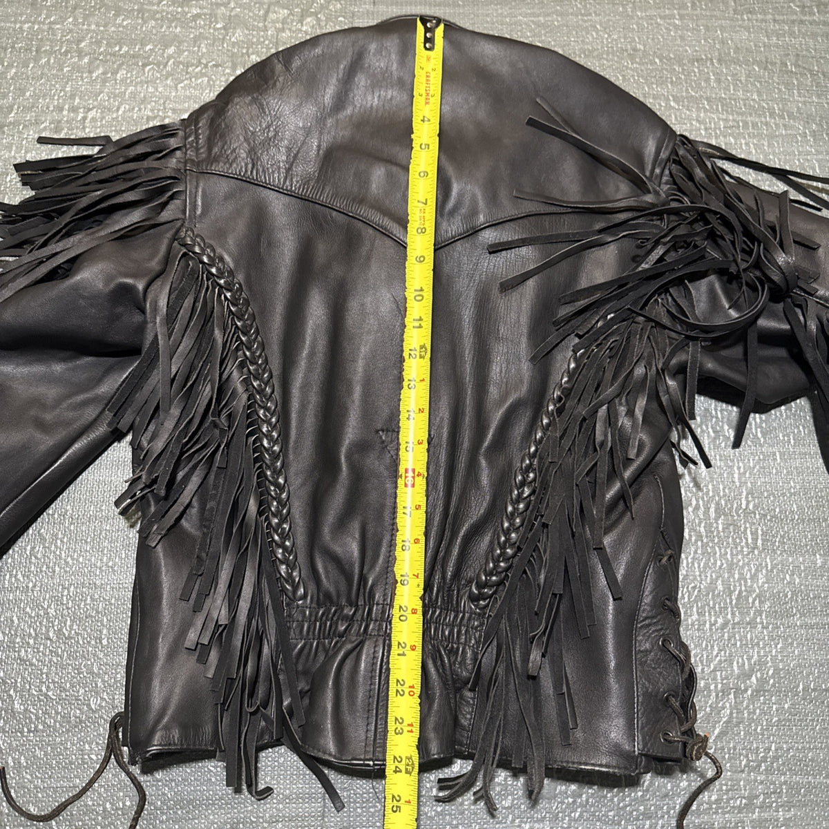 Vintage Route 66 Jacket Leather Fringe Front Zip Black Womens 12 Biker Rodeo