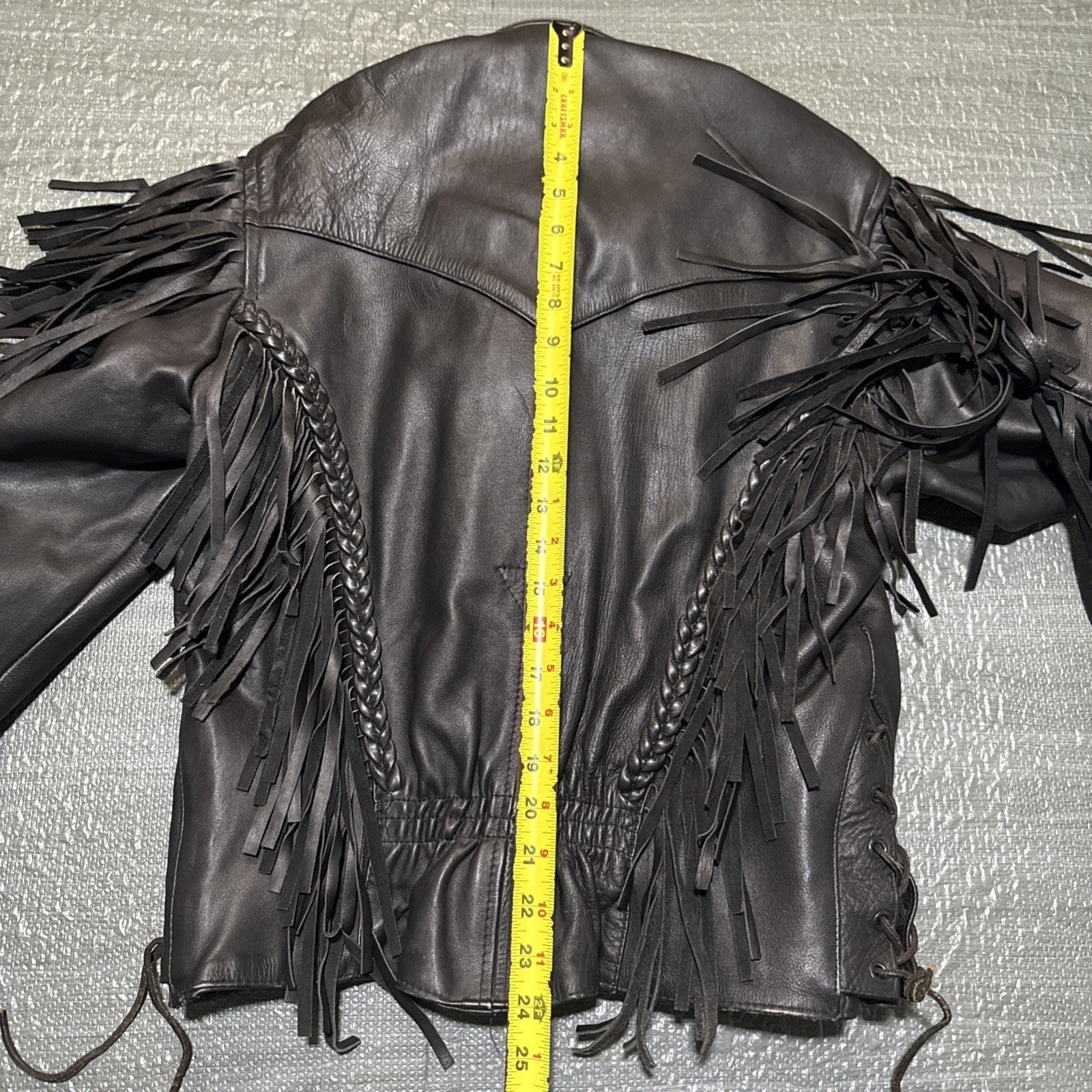 Vintage Route 66 Jacket Leather Fringe Front Zip Black Womens 12 Biker Rodeo