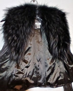 Cache Vintage Lamb Leather Jacket with Detachable Fox Fur Collar