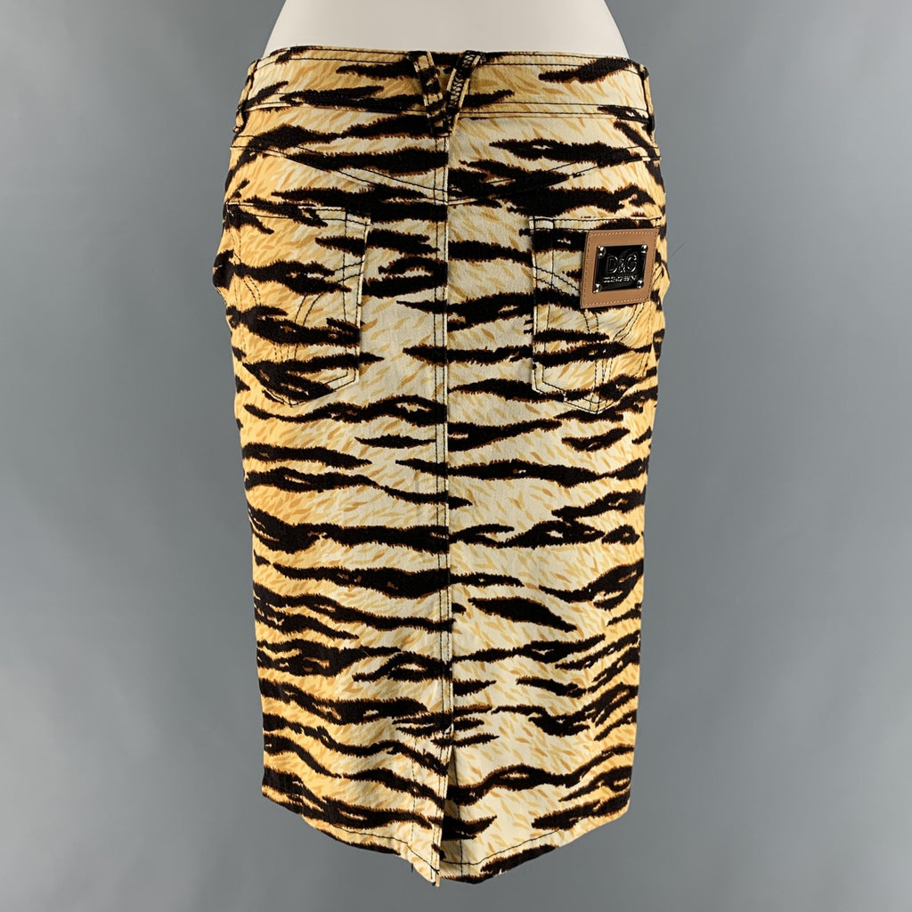 Dolce & Gabbana Brown Gold Cotton Blend Skirt Set XS