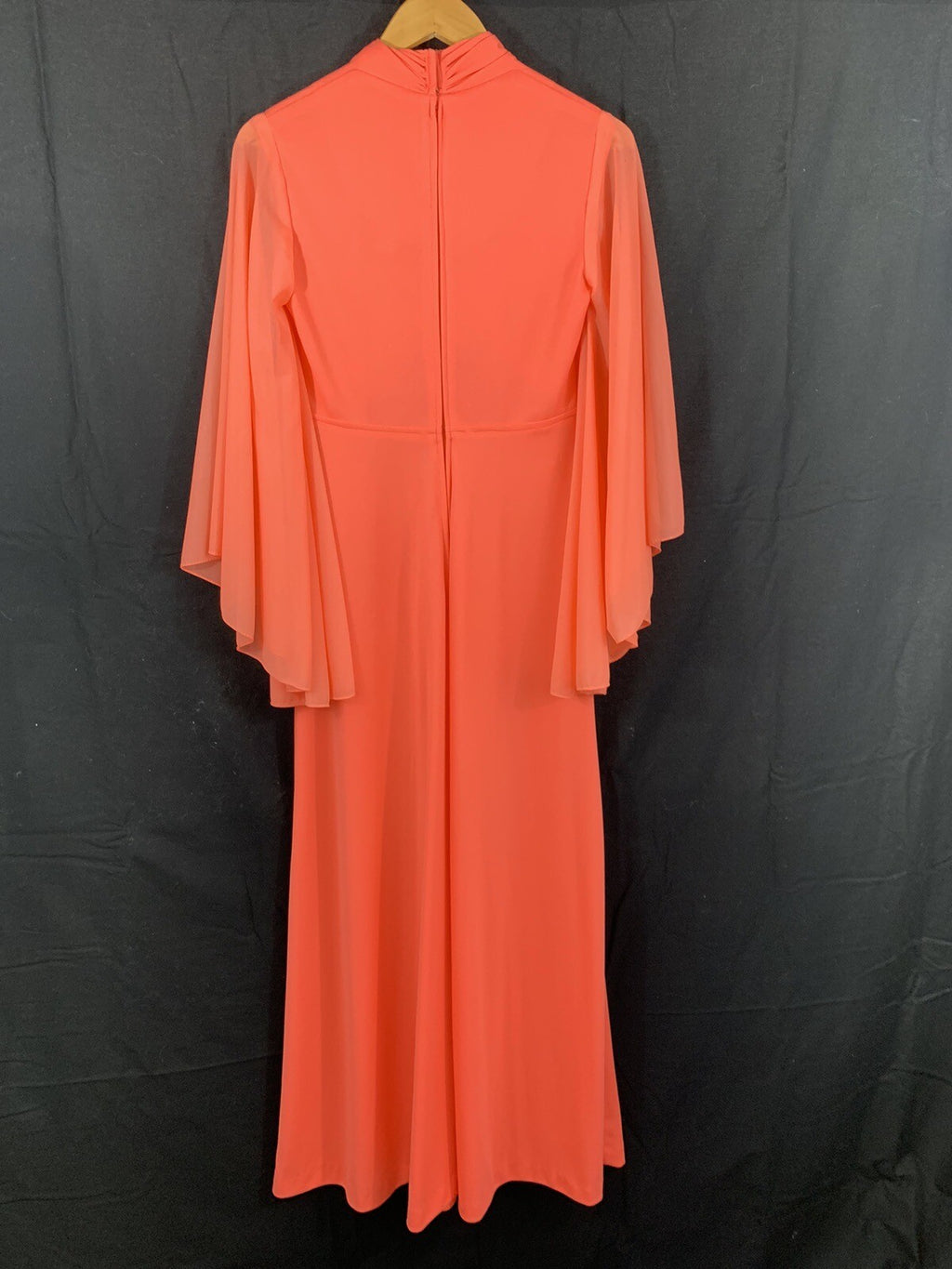 Vintage 1970s Angel Sleeve Rhinestone Maxi Dress