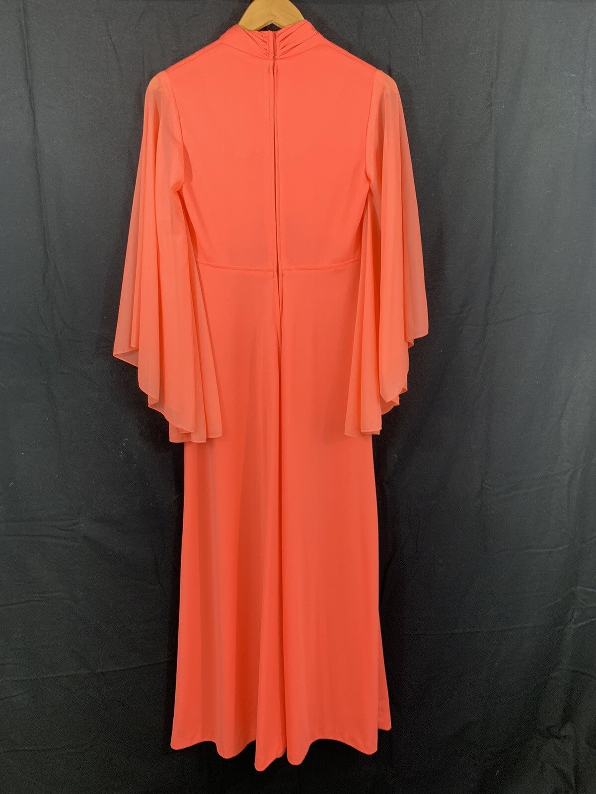 Vintage 1970s Angel Sleeve Rhinestone Maxi Dress