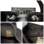 FENDI Vintage FF Logo Micro Croissant Suede Mini Bag Pochette Gray Brown Silver