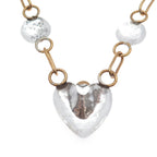 LOUIS BOOTH 925 Sterling Silver 2-Tone Vintage Modernist Heart Necklace 18"
