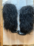 Manolo Blahnik Fur Black High Heel Boots Size 41.5 (Retail-$2000)