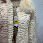Vintage Y2K Cream Rabbit and Fox Fur Coat