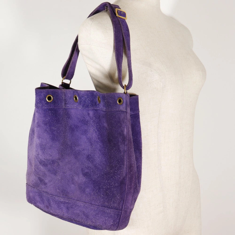 Hermes Market GM Shoulder Bag Suede Purple 1982 Women's #NB1676