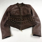 Riri Studded Leather Jacket Brown Small