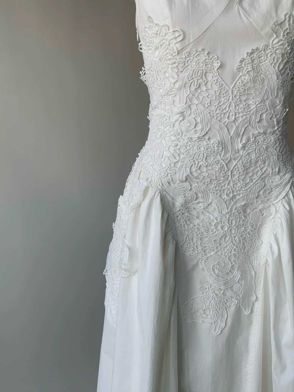 Vintage White Lace Midi Dress Small