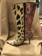 VINTAGE ROBERTO CAVALLI BOOTS PATCHWORK- STILETTO HEEL 71/2 Excellent Condition!