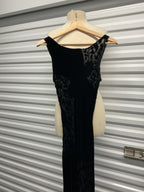 Vintage Betsey Johnson Black Floral Velvet Dress