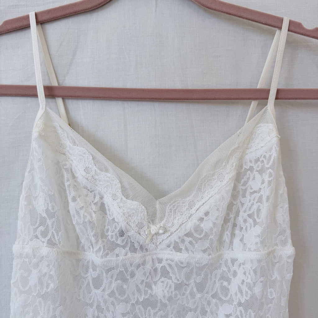 Victoria’s Secret Y2K White Lace Babydoll Slip Dress Nightgown M Coquette Fairy