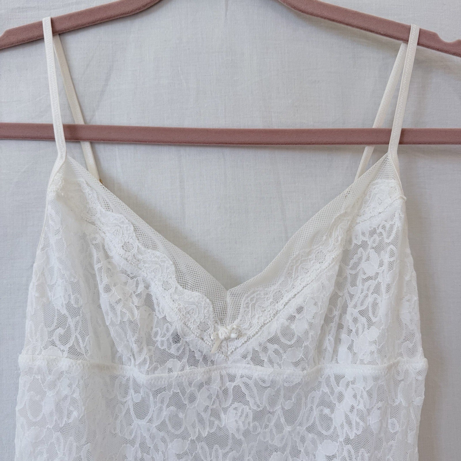 Victoria’s Secret Y2K White Lace Babydoll Slip Dress Nightgown M Coquette Fairy