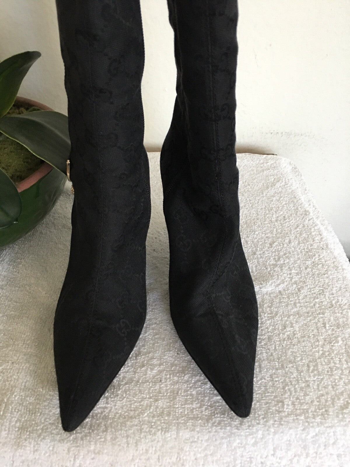 Gucci Black Canvas Boot Size 5.5