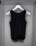 Plein Sud Women's Long Lace Top with Rhinestones Black Size 38