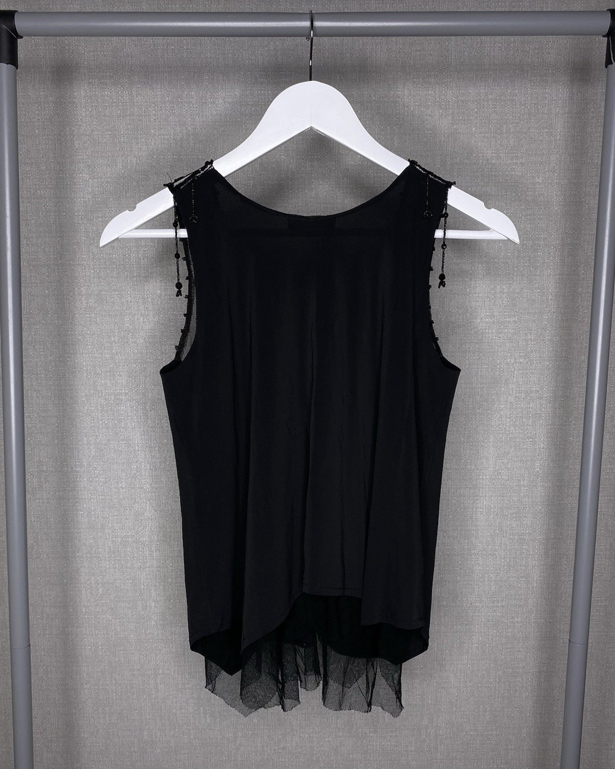 Plein Sud Women's Long Lace Top with Rhinestones Black Size 38