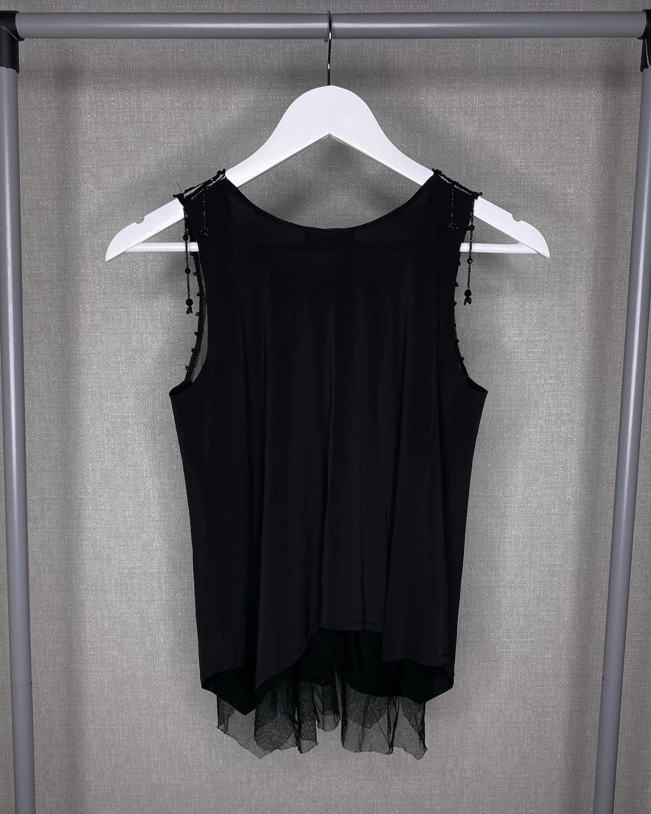 Plein Sud Women's Long Lace Top with Rhinestones Black Size 38