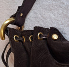 Francesco Biasia Brown Leather and Suede Medium Shoulder Bag with Tassels