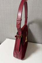 Gucci Interlocking G Shoulder Bag Suede Leather Bordeaux