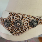 Insane Vintage 80s Rock 'N Roll Glam White Leather Animal Print Pony Hair Belt M
