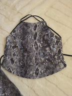 Bebe Vintage Sequin Snakeskin Two Piece Set Small