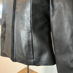 Vintage Black Leather Jacket American Base Womens Small Fitted Biker