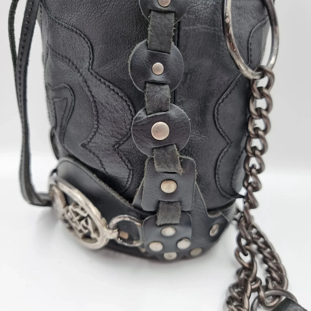 Diesel Vintage Black Leather Shoulder Bag