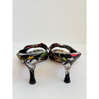 Gucci Flora Satin Bow Mule Heels Black Floral US 6
