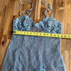 VTG Victoria’s Secret Blue Babydoll Dress Sheer Size M Sequin Lace Romantic Y2K