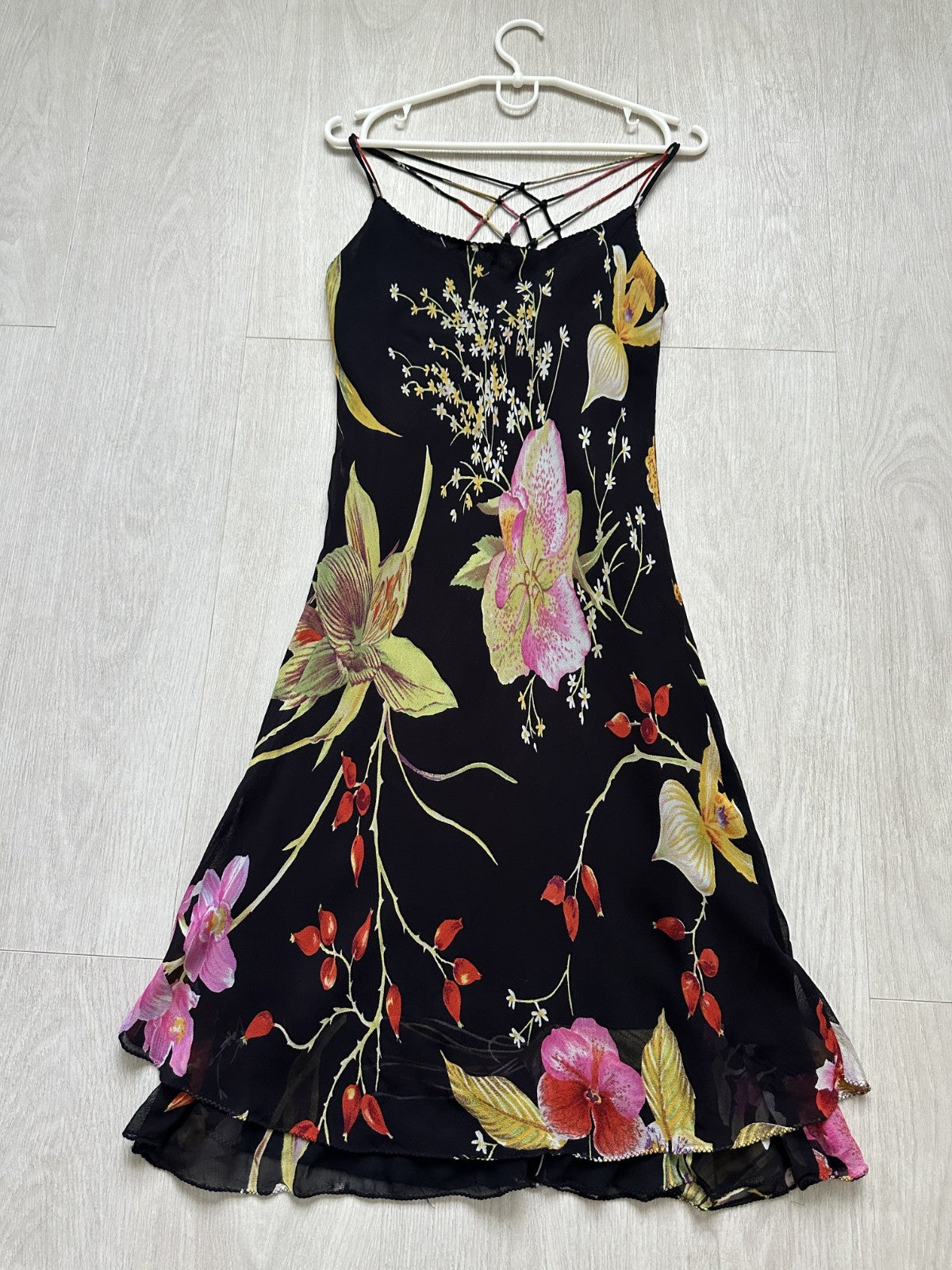 René Derhy Y2K Floral Spider Back Midi Dress