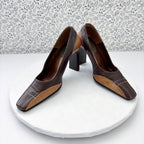 Luca Ferri Leather Pumps Brown Colorblock Square Toe Size 5.5