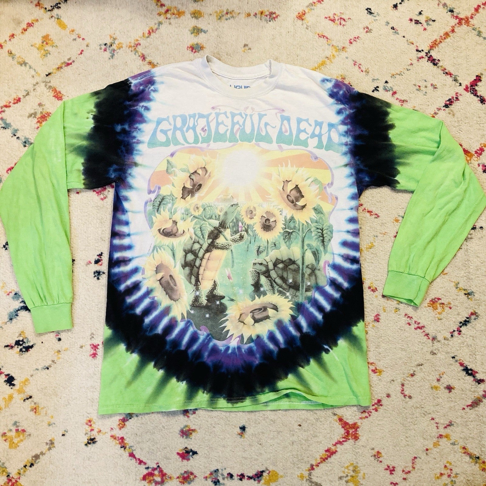 VTG Grateful Dead Liquid Blue Summer Tour ‘98 Turtles Sunflower Tie Dye M Tshirt