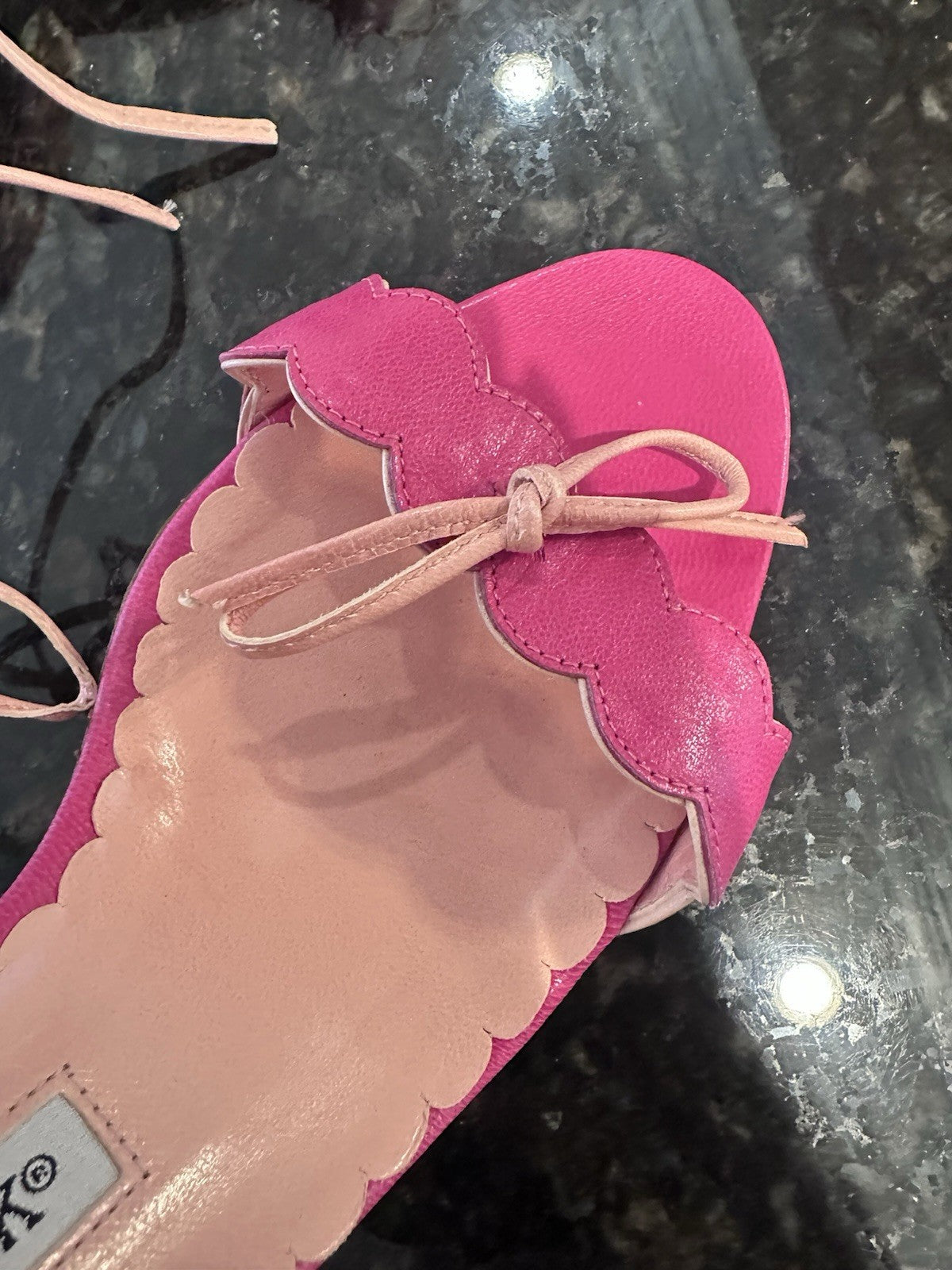 MANOLO BLAHNIK Barbie Pink Leather Scalloped Wrap Ankle Strap Heels