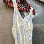 Vintage 1930s Pale Yellow Buttercup Dress Lace Bias Cut Art Deco Slip Gown Maxi