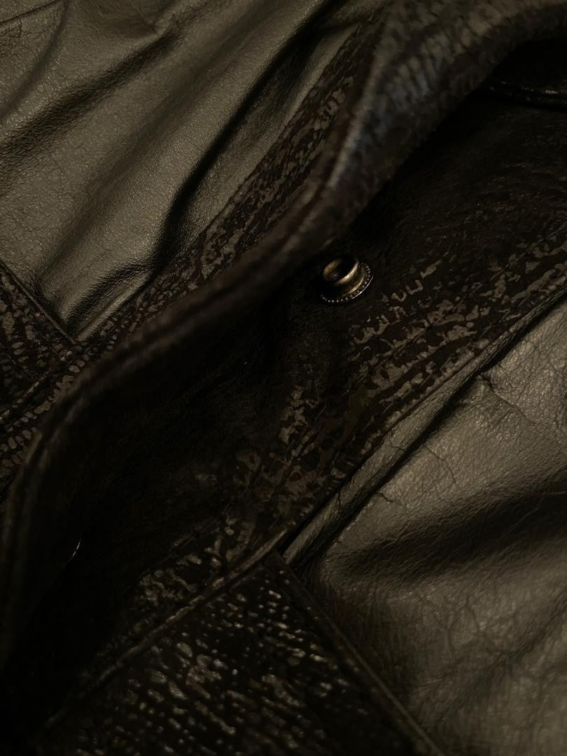 Global Identity GIII Vintage Leather Jacket, Puff shoulders, fitted waist SZ M