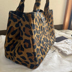 PRADA Canapa Leopard Print 2Way Tote Bag Brown Canvas USED from Japan #SA