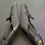 Prada Black Leather Square Toe Slingback Pump Size 35.5