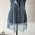 VTG Victoria’s Secret Blue Babydoll Dress Sheer Size M Sequin Lace Romantic Y2K