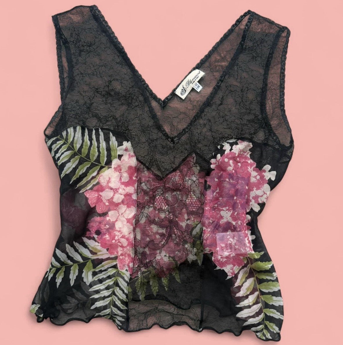 Blumarine Silk Black Floral Two Piece Set