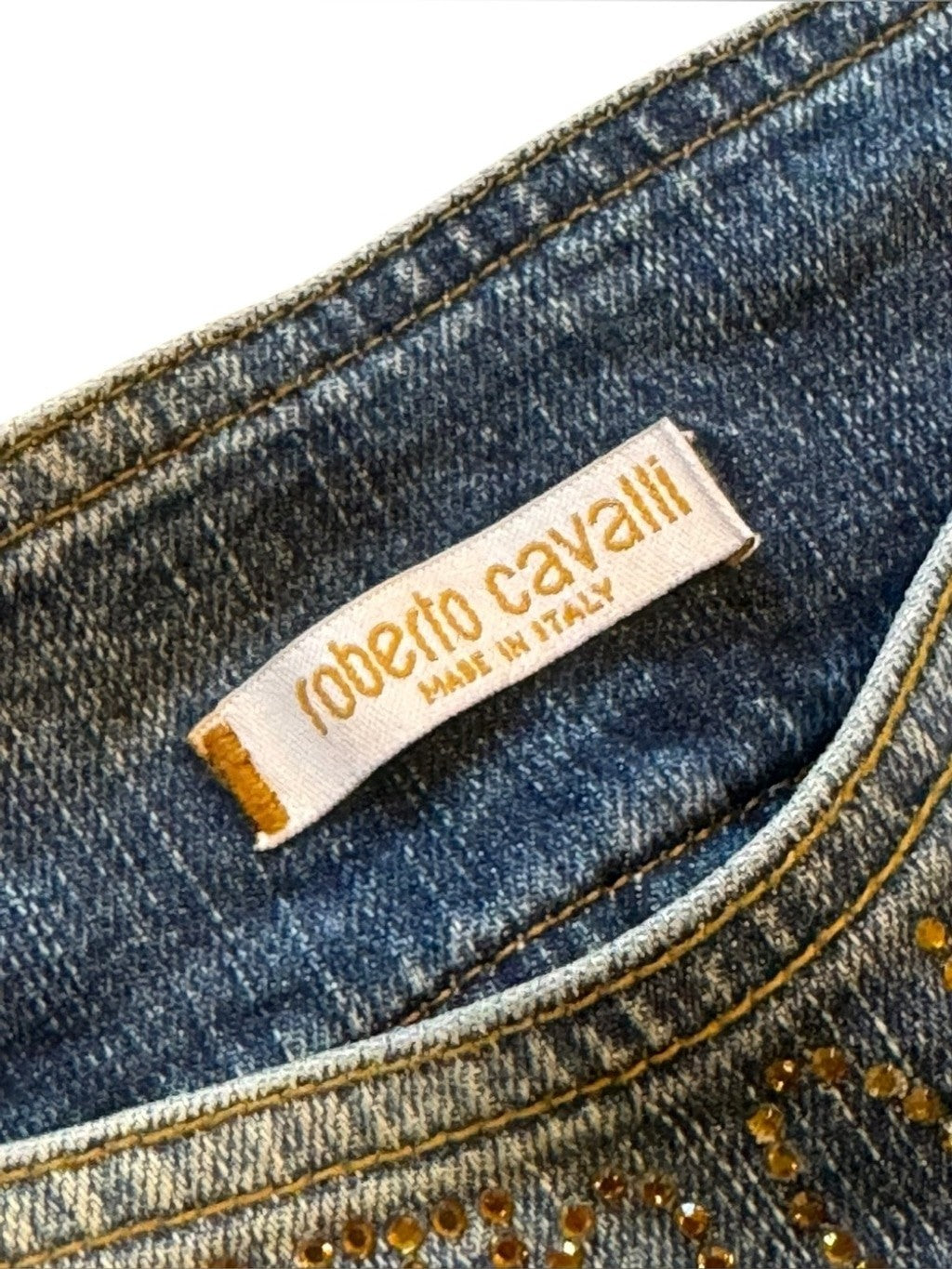 Women’s ROBERTO CAVALLI medium wash flatter jeans sequin flare jeans size small