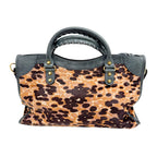 BALENCIAGA The City Brown Animal Print Pony Hair Two Way Bag